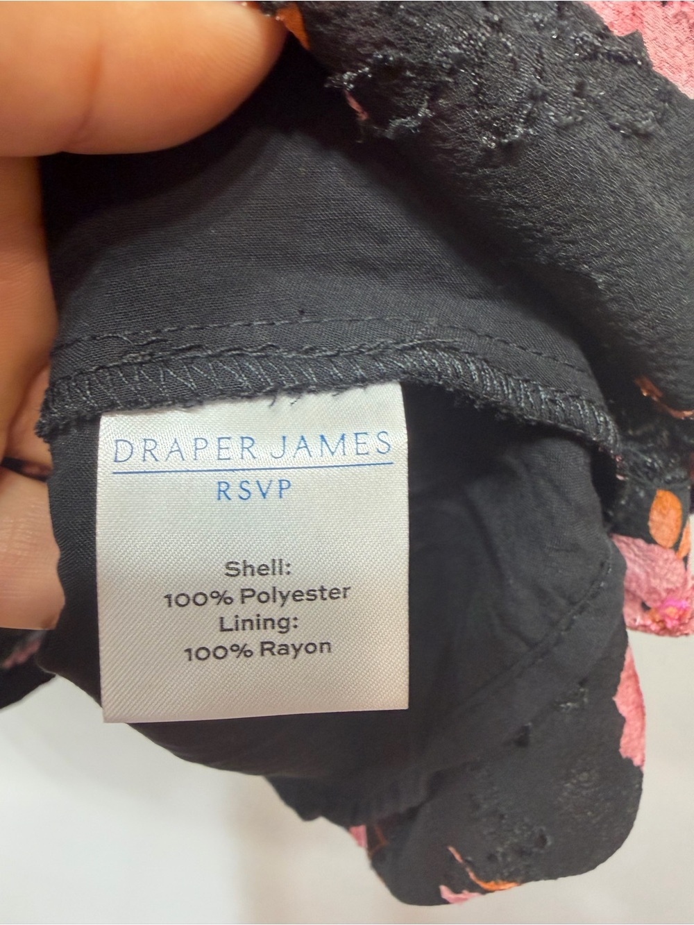 Draper James Black Dress with Pink Floral Embroidery - Picture 6 of 8